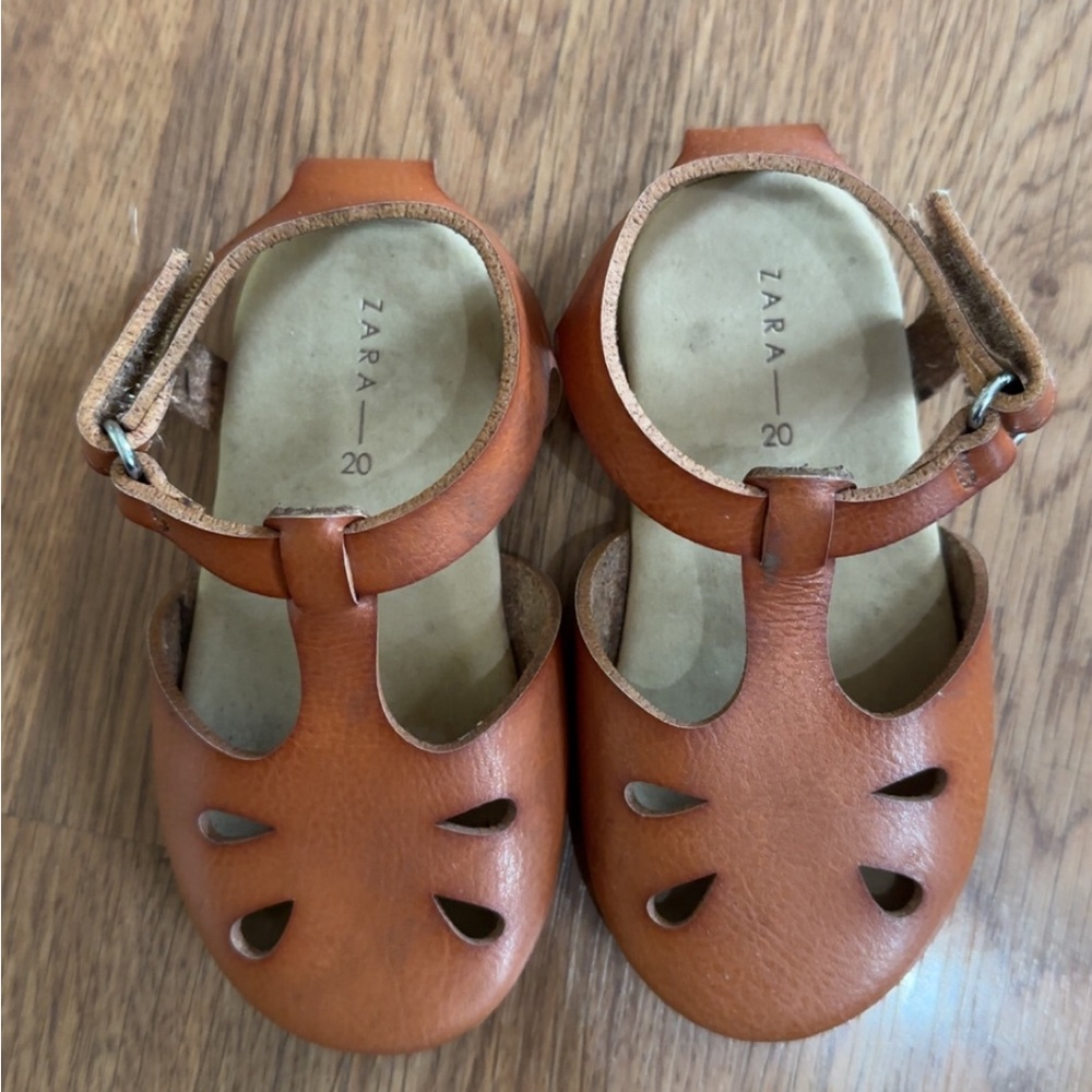 Zara Brown Leather Sandals with Adjustable Straps